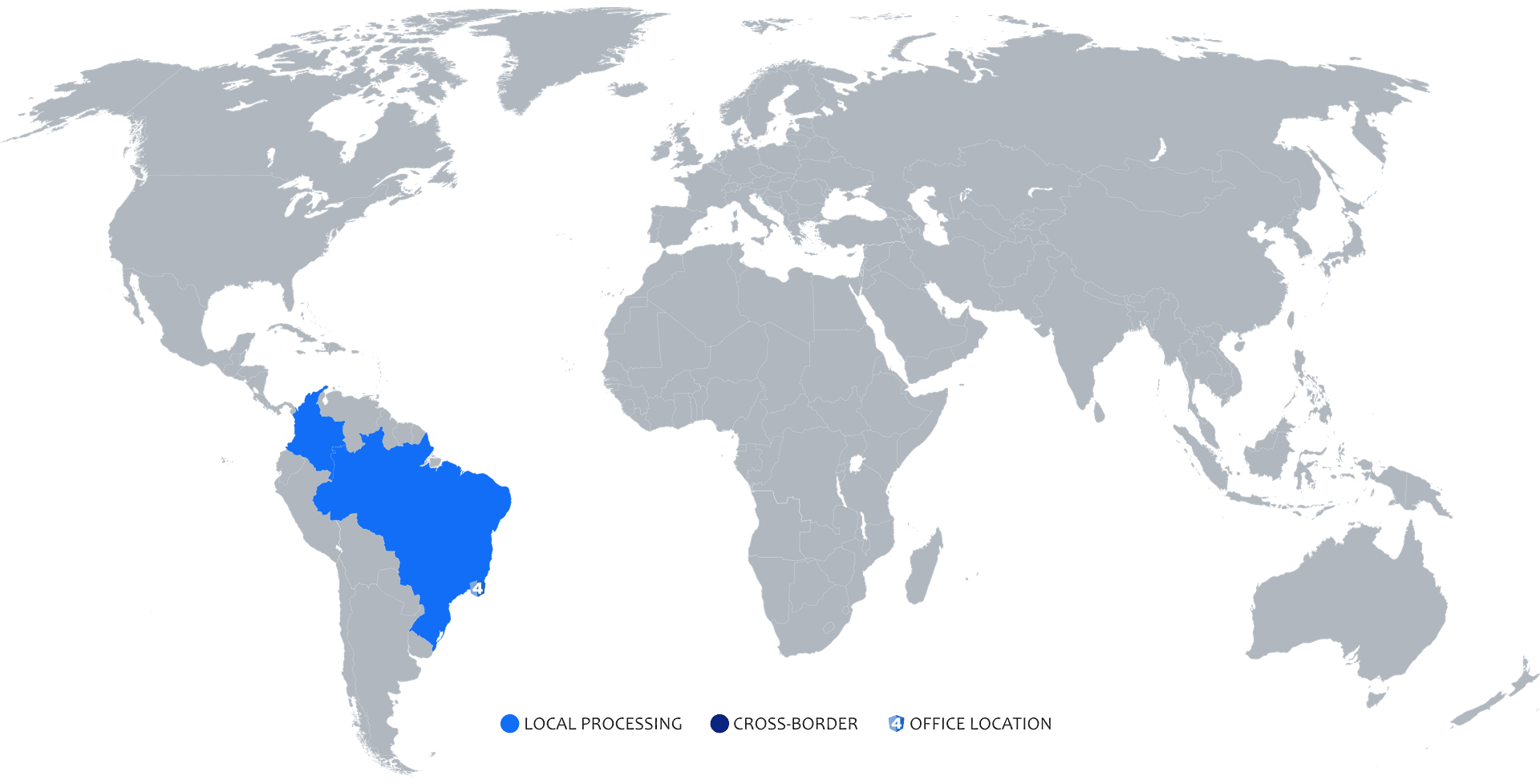 Image of world map indicating multiple countries where 4HAND does business